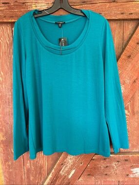 Conrad C collection turquoise stretch overlap layered chain accent neckline NWT